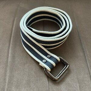 Point Zero Canvas Double Ring Belt Blue Striped